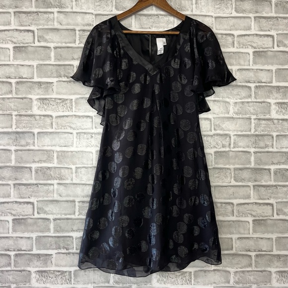 2B.Rych Dresses & Skirts - 2B Rych Polka Dot Flutter Sleeve Elegant Silk Mini Dress Flirty Lightweight Sz 0